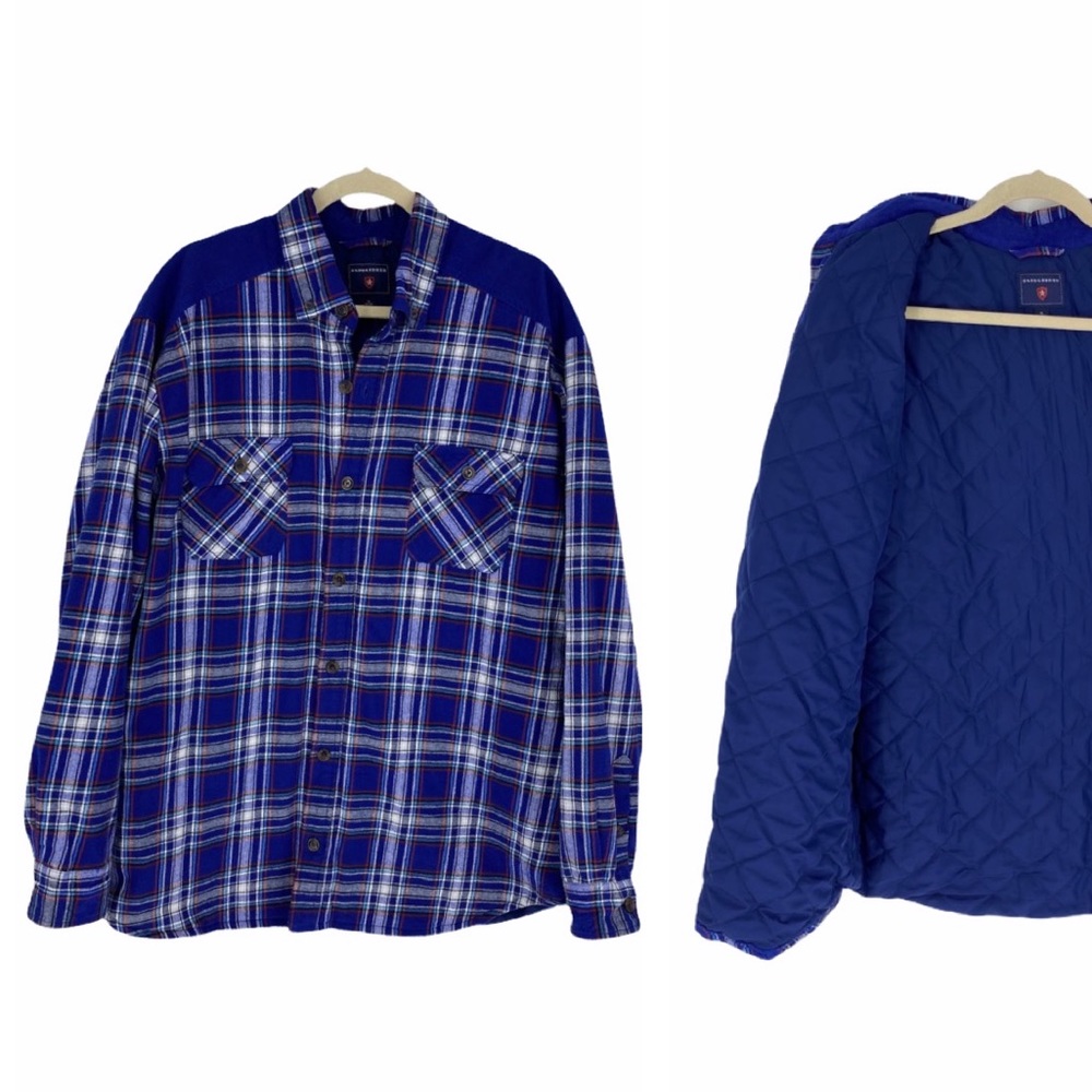 Plaid Lined Shirt Jacket Blue Size XL